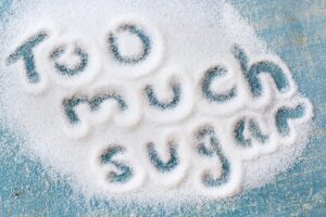 too much sugar image that reads too much sugar